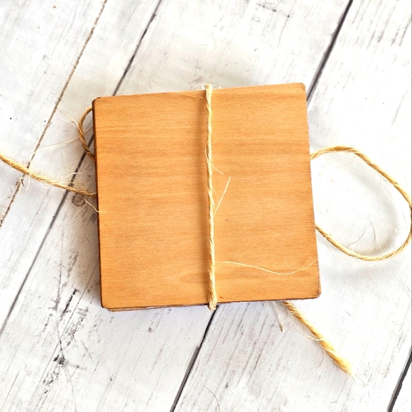 Handmade 4x4 Western Wood Black Faux Cow Hyde Fur Coasters Set of 4 - Picture 4 of 4